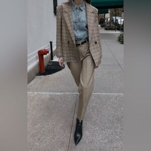 NWT Zara Houndstooth Belted Trousers